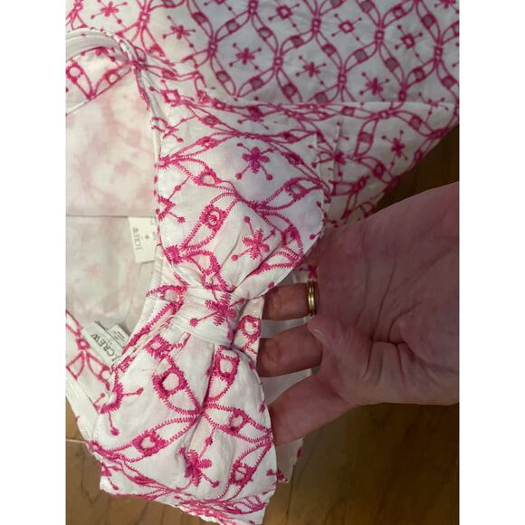 J. Crew Eyelet One-shoulder Mini Dress pink white cotton lined embroidered 6 - Picture 5 of 10